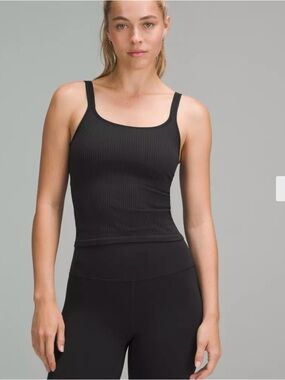 lululemon ebb to street scoop neck cropped tank top in true navy